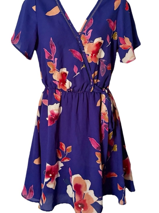 Sienna Sky Dresses & Skirts - Sienna Sky Purple Floral Faux Wrap Midi Dress Small